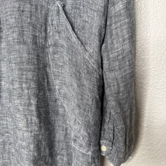 CP Shades 100% Linen Chambray Teton Tunic Blouse Dress Size XS Black Gray Top - Picture 3 of 13